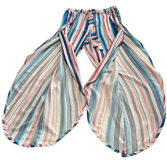 Portocruz Women L Multi colored Striped Cover-up Beach Pant Retro 90’s Style NWT - Picture 4 of 13